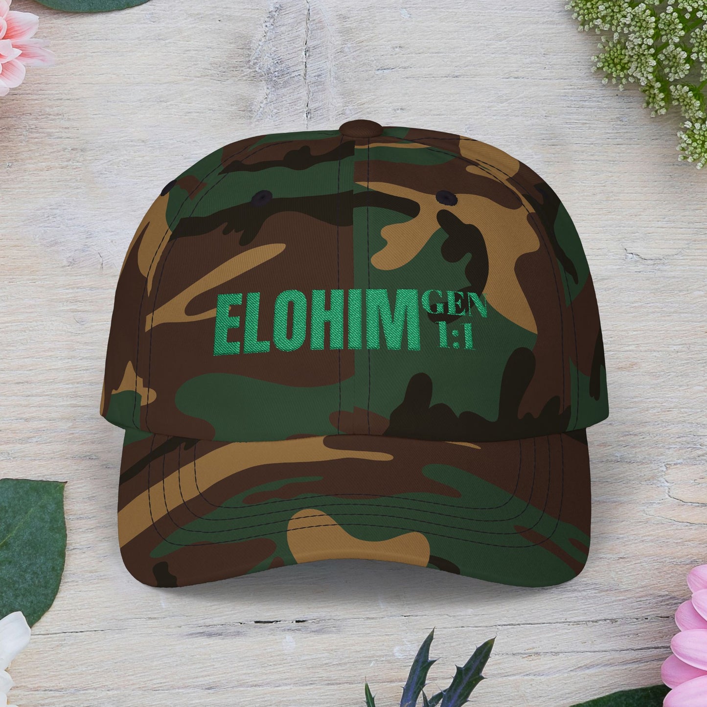 Classic Embroidery Dad Cap with 'ELOHIM, GENESIS 1:1' - Faith-Based Hat, Casual Wear, Gift for Dad, Christian Accessory, Summer Fashion