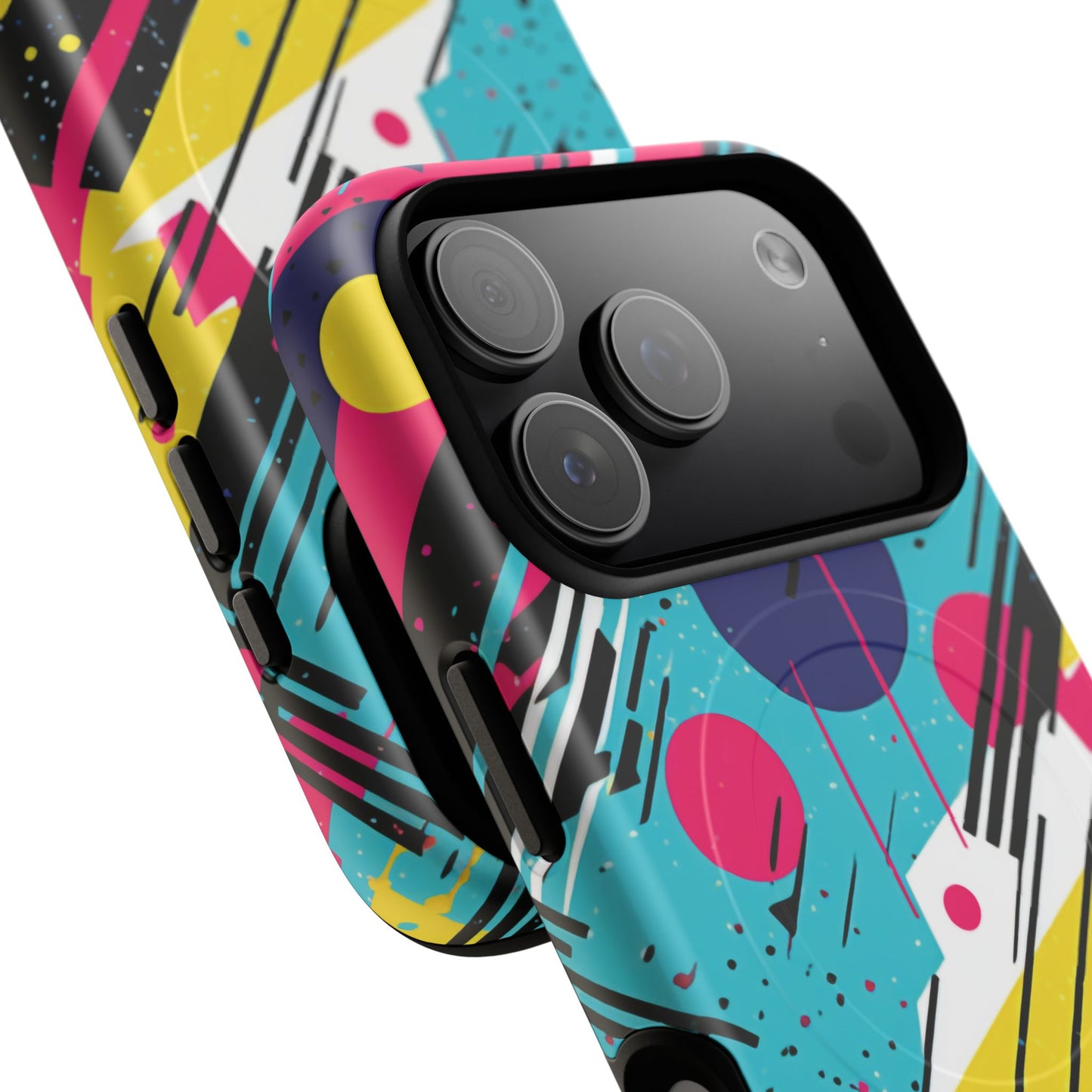 Retro Pop Vibes Magnetic iPhone Case with Abstract Design, Tough iPhone Cover, iPhone Accessory, Gift for Tech Lovers, Trendy iPhone Protector