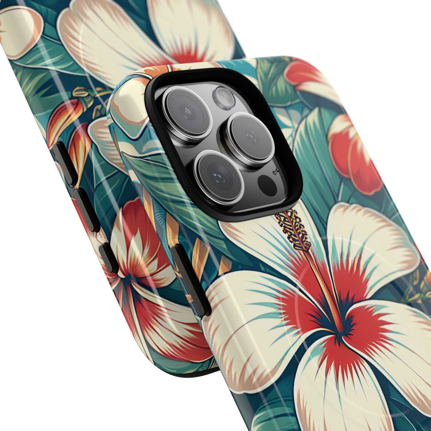 Tough Floral Phone Case, Tropical Hibiscus Design, Gift for Her, Summer Accessory, Customizable Phone Cover