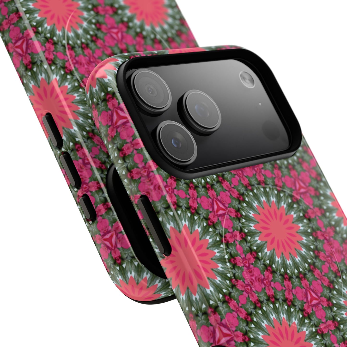 Floral KaleidoBloom iPhone Case, Tough Magnetic Cases, Floral iPhone Cover, Stylish Tech Accessory, Durable Design, Vibrant Gift Idea