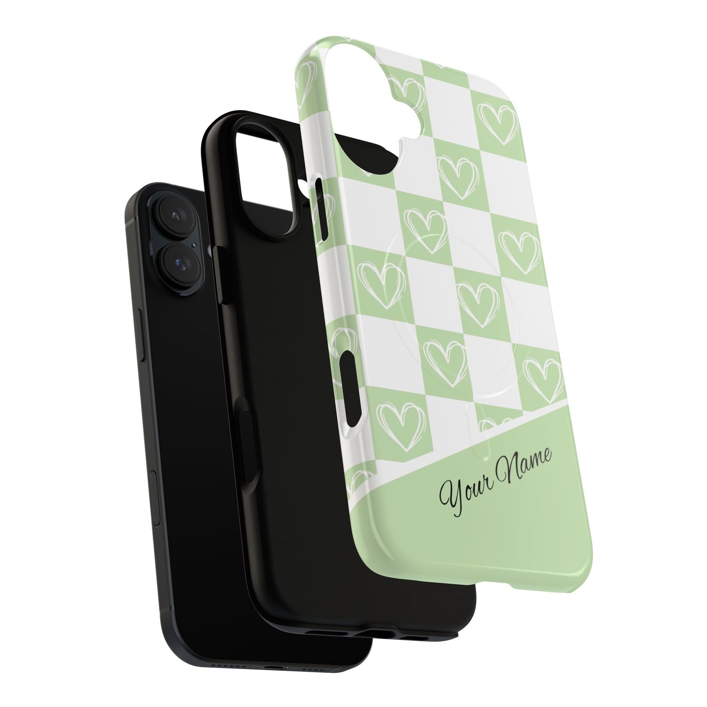 Personalized Chic Heart Pattern iPhone Case | Tough Magnetic Cases, Stylish iPhone Protection, Gift for Her, Trendy Accessories, Everyday Use
