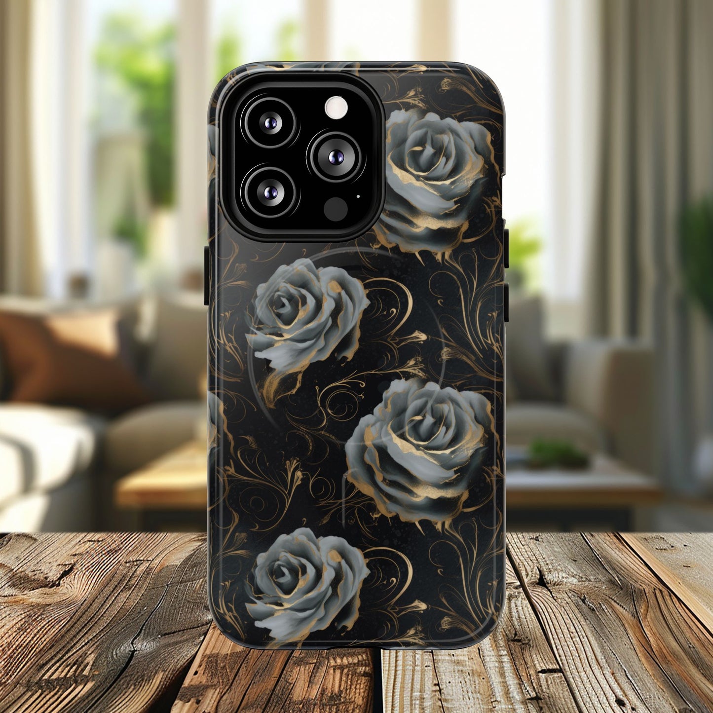 Midnight Bloom Tough iPhone Magnetic Cases,  iPhone 14, iPhone 15, iPhone 16, Pro, Pro Max, Plus MagSafe Case, Protective Tech Accessories, Gift for Her, Floral Design