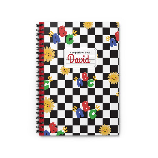 Personalized Schoolyard Chic Composition Book Inspired Playful Spiral Notebook - Perfect for School, Journaling, Kids, Teachers, Back to School Gifts
