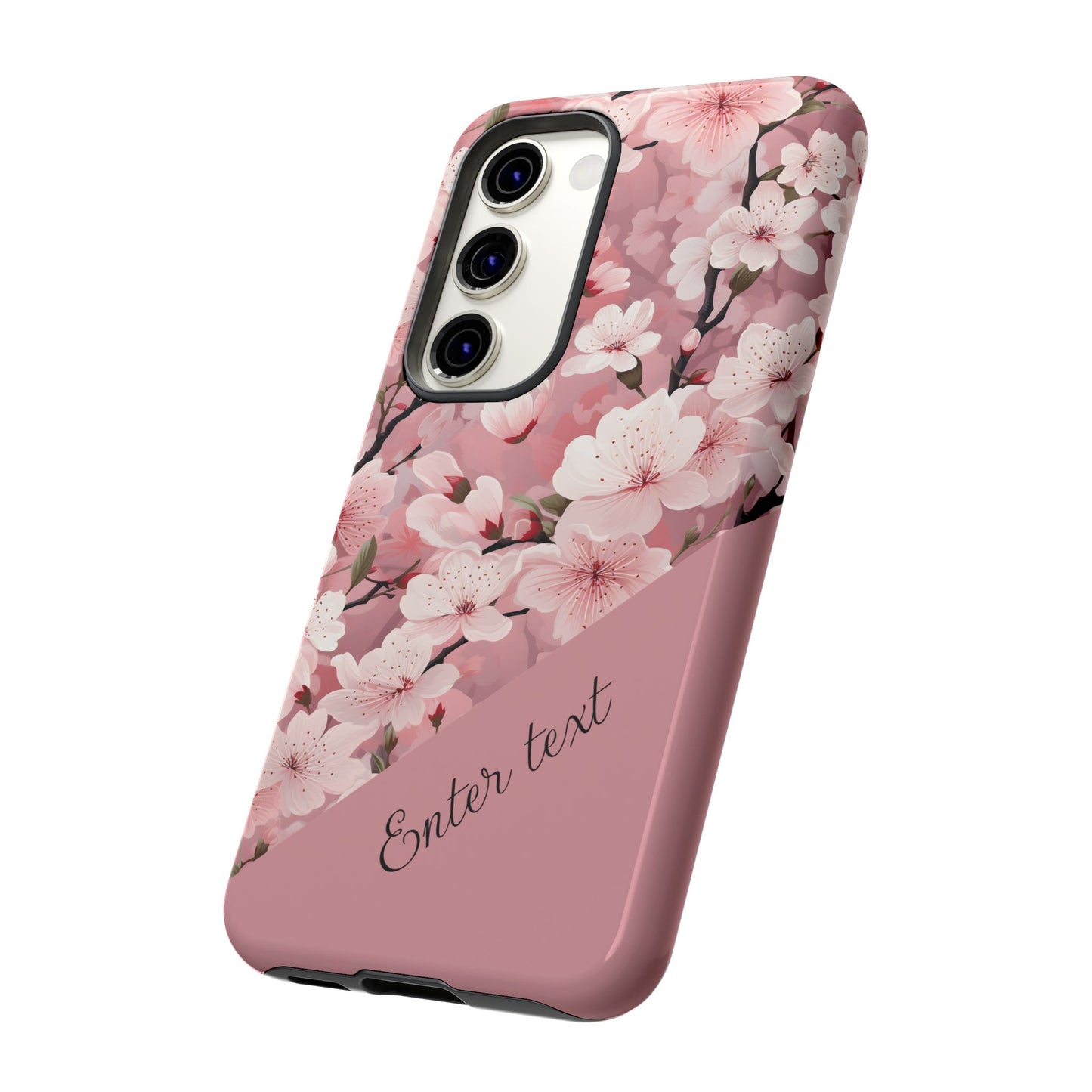 Personalized Cherry Blossom Tough Phone Case — Pink Floral Protective Case for Samsung & Google