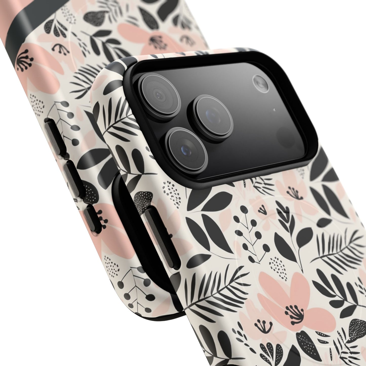 Personalized Floral Blush Garden Whisper Tough Magnetic MagSafe® iPhone® 13, 14, 15, 16, 17, Pro, Pro Max, Plus Cases (Custom Name).