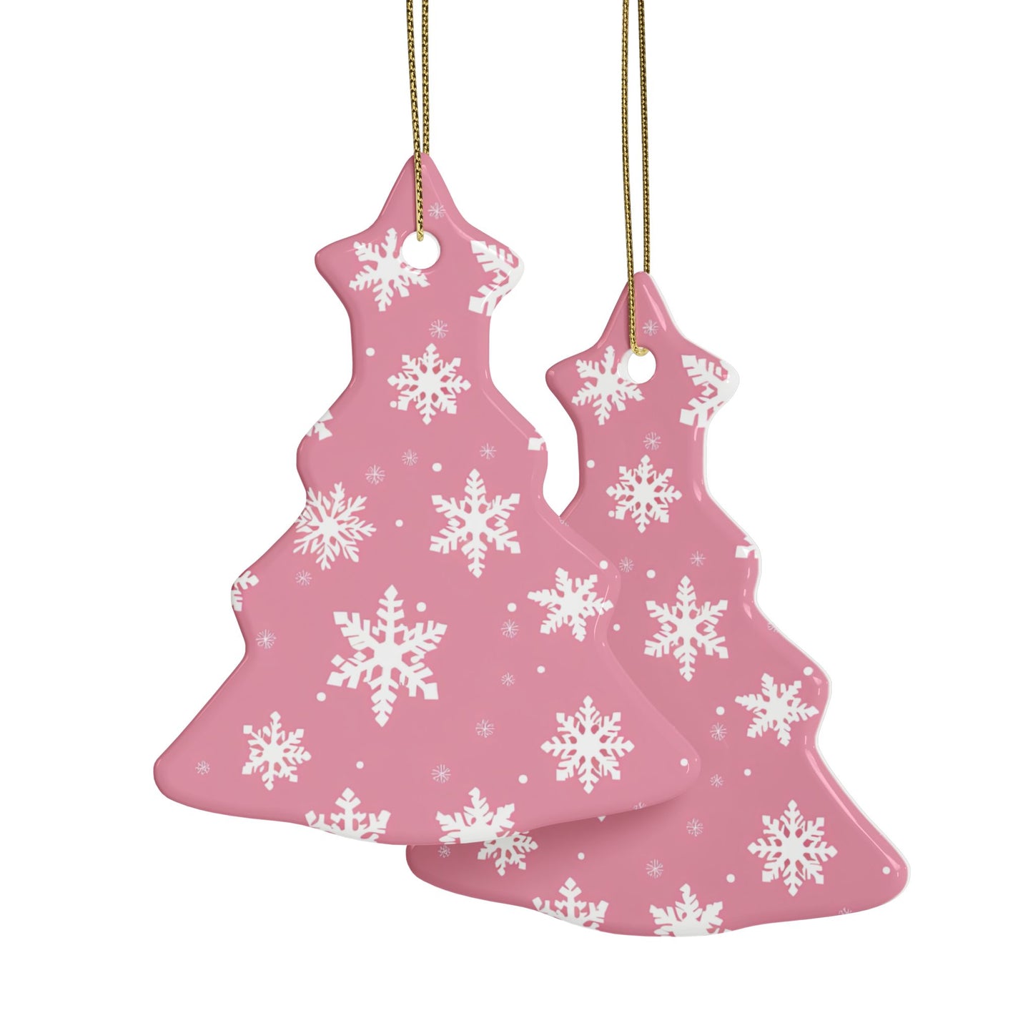 Pink Snowflake Elegance Ceramic Ornaments (1pcs, 5pcs, 10pcs, 20pcs)