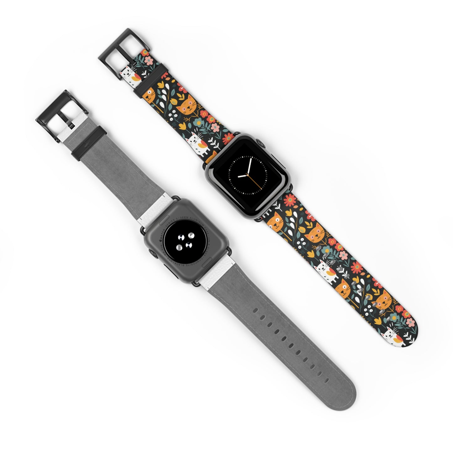 Whimsical Feline Garden Watch Band for Pet and Floral Lovers,