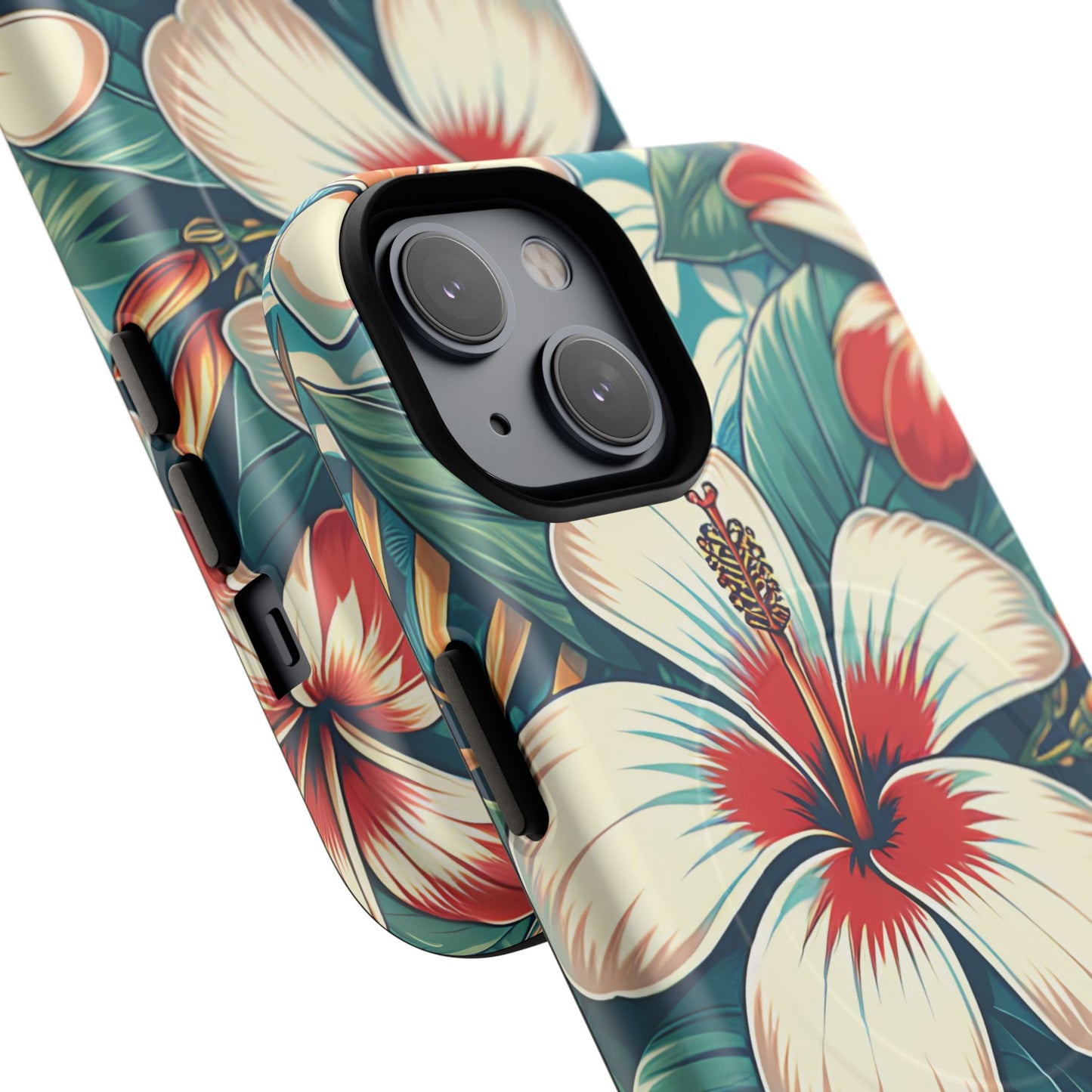 Tough Floral Phone Case, Tropical Hibiscus Design, Gift for Her, Summer Accessory, Customizable Phone Cover