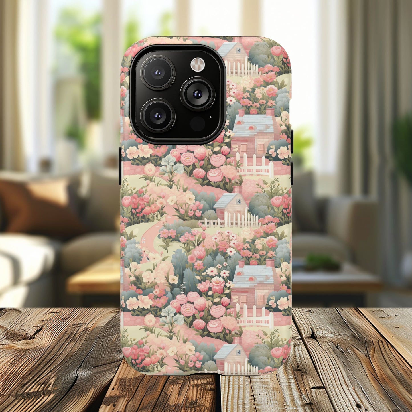 Pastel Garden Haven Tough iPhone Magnetic Case, Durable Protection, Flower Design, Gift for Her, Birthday, ,Phone Accessory, Spring Decor