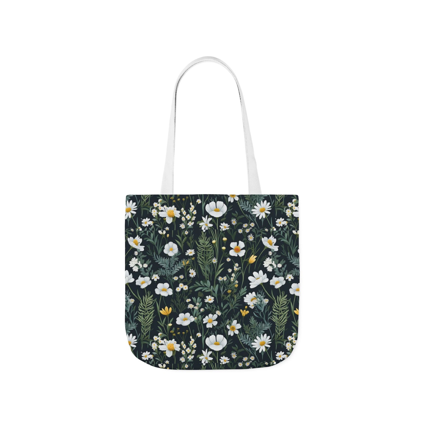 Daisy Delight Floral Canvas Tote Bag with 5-Color Straps | Eco-Friendly Shopping Bag
