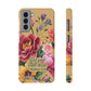 Floral Bible Verse Phone Case with Card Holder — "Let Your Light Shine" (Matthew 5:16)