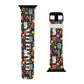 Whimsical Feline Garden Apple Watch Band - Colorful Patterned Strap for Pet Lovers