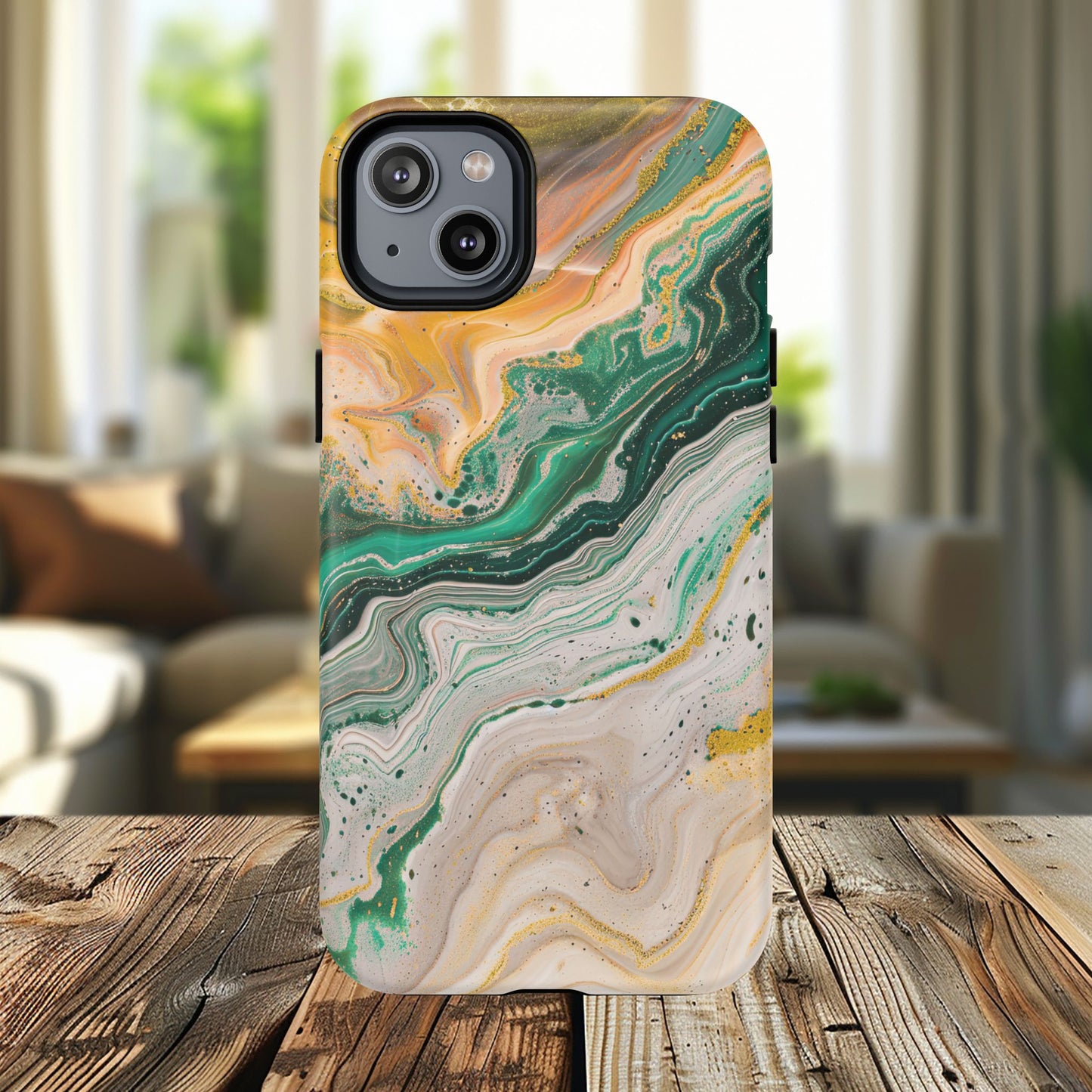 Magnetic iPhone Cases with Green Marble Design, Tough Magnetic Cases, iPhone Accessories, Gift for Her, Trendy iPhone Cover