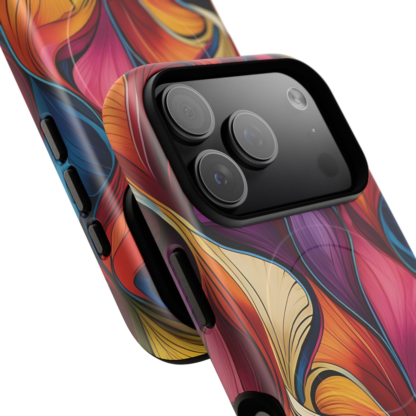 Vibrant Leaf Wave Tough Magnetic Phone Case, Vibrant Smartphone Cover, Unique Protective Case for Gifts, Phone Accessories, Trendy Design