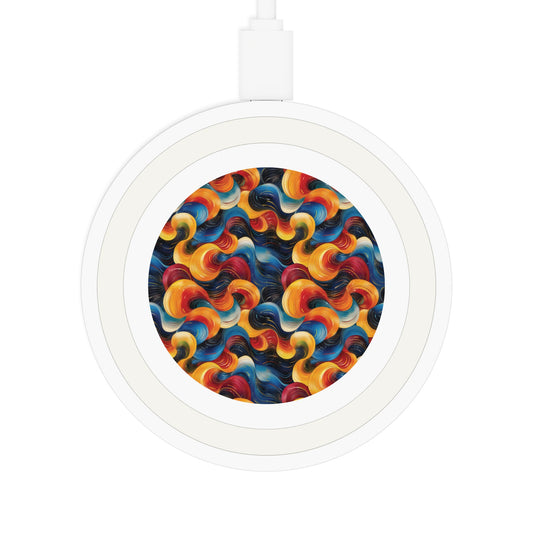 Cosmic Swirl Colorful Quake Wireless Charging Pad - Vibrant Abstract Design for Home & Office