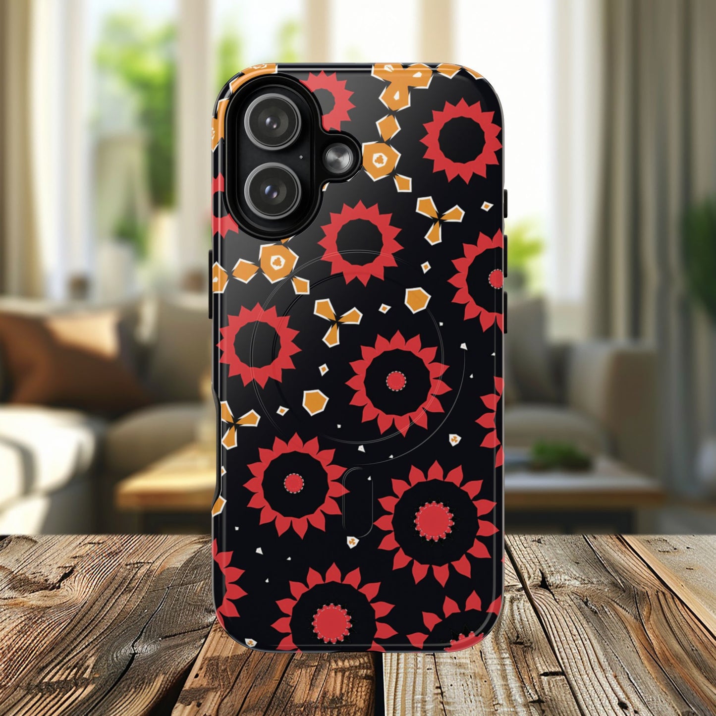 Midnight Ember Bloom Tough Magnetic iPhone Case, Bohemian Floral Design, Stylish iPhone Protection, Gift for Her, Trendy iPhone Accessories