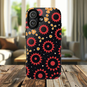 Midnight Ember Bloom Tough Magnetic iPhone Case, Bohemian Floral Design, Stylish iPhone Protection, Gift for Her, Trendy iPhone Accessories