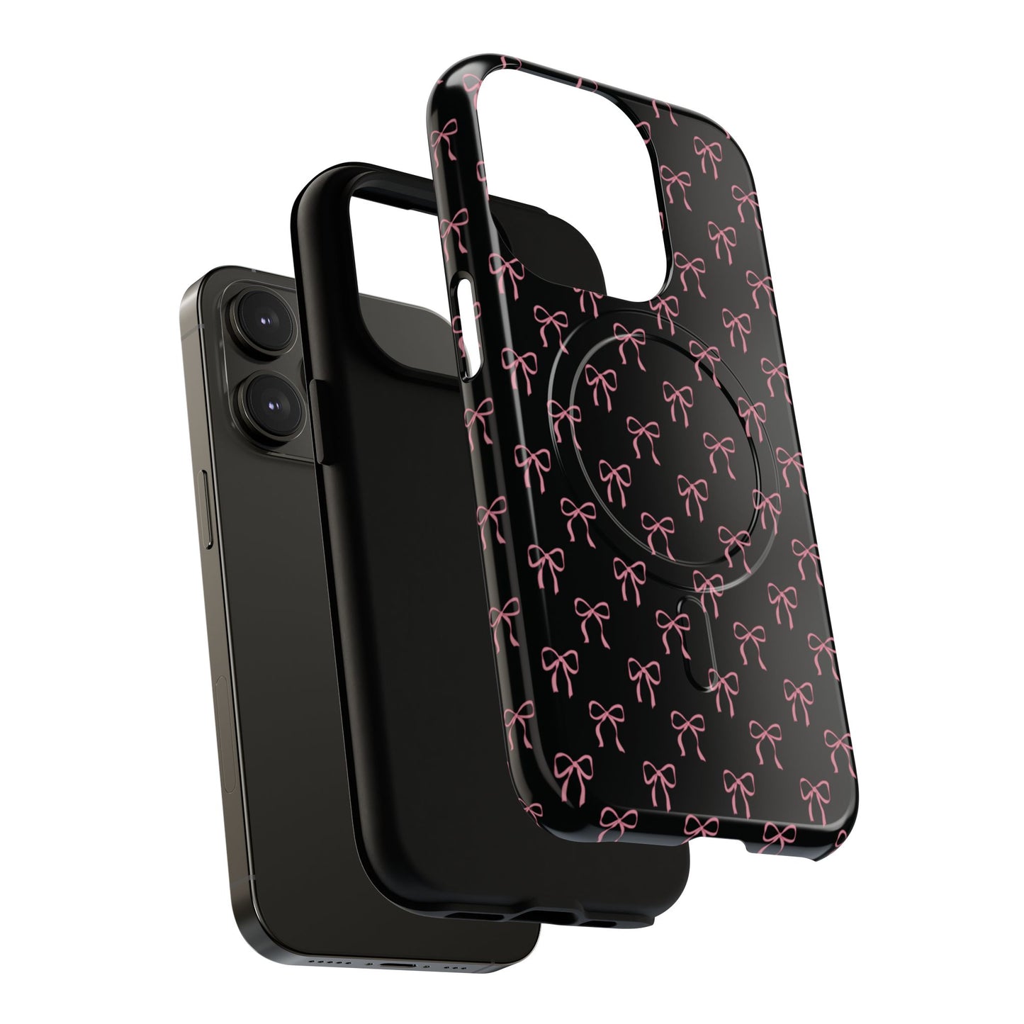Coquette Chic Bow-Patterned Tough Magnetic iPhone Case, Stylish Gift for Her, Protective iPhone Cover, Trendy Accessory, iPhone Birthday Gift, Fashionable Tech