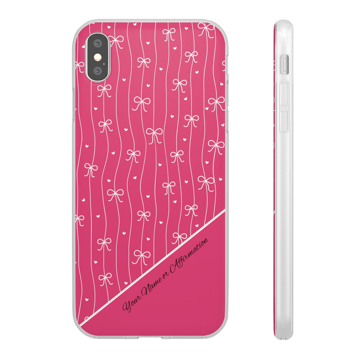 Personalized Pink Bow Coquette Slim Flexi iPhone and Samsung Cases — Custom Name or Affirmation
