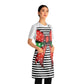 Striped Red Polka Dot Bow Grilling Apron AOP.