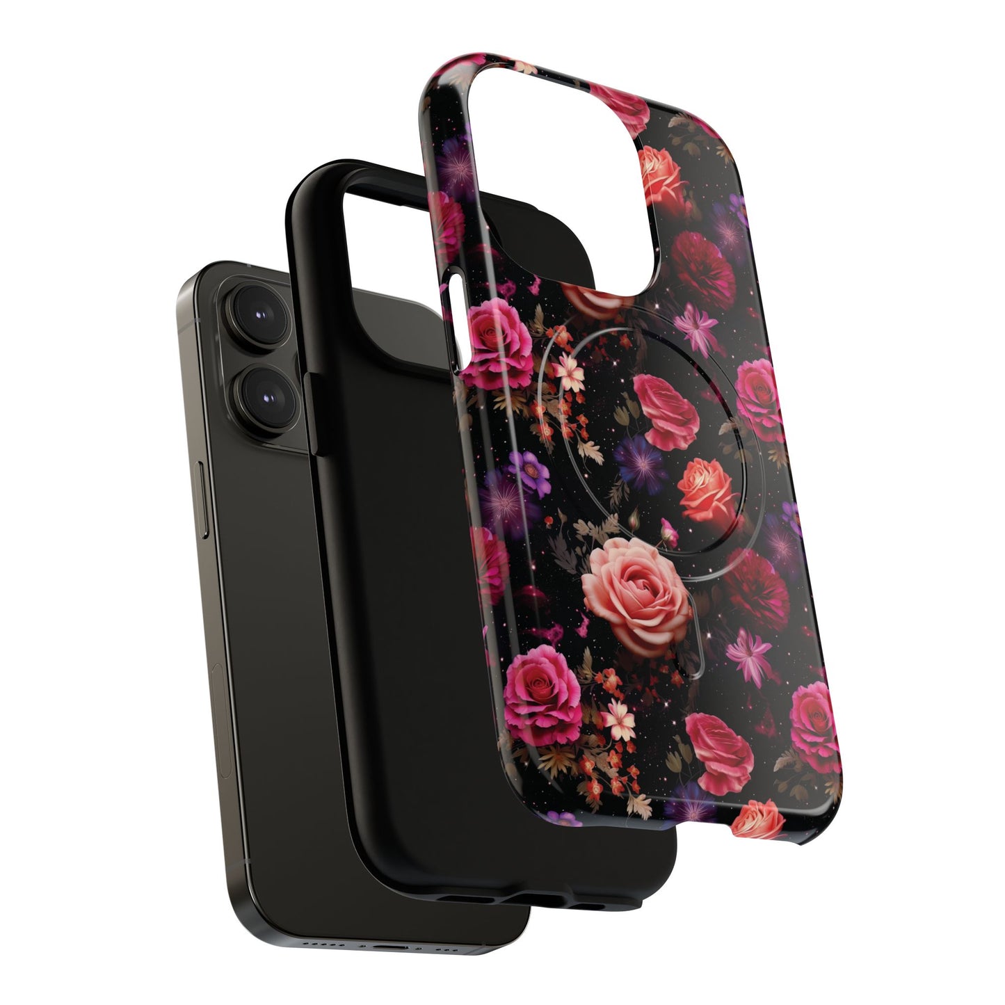 Starry Rose Garden Tough Magnetic Phone Case, Stylish Phone Cover, Gift for Her, Elegant Floral Design, Durable Phone Accessories