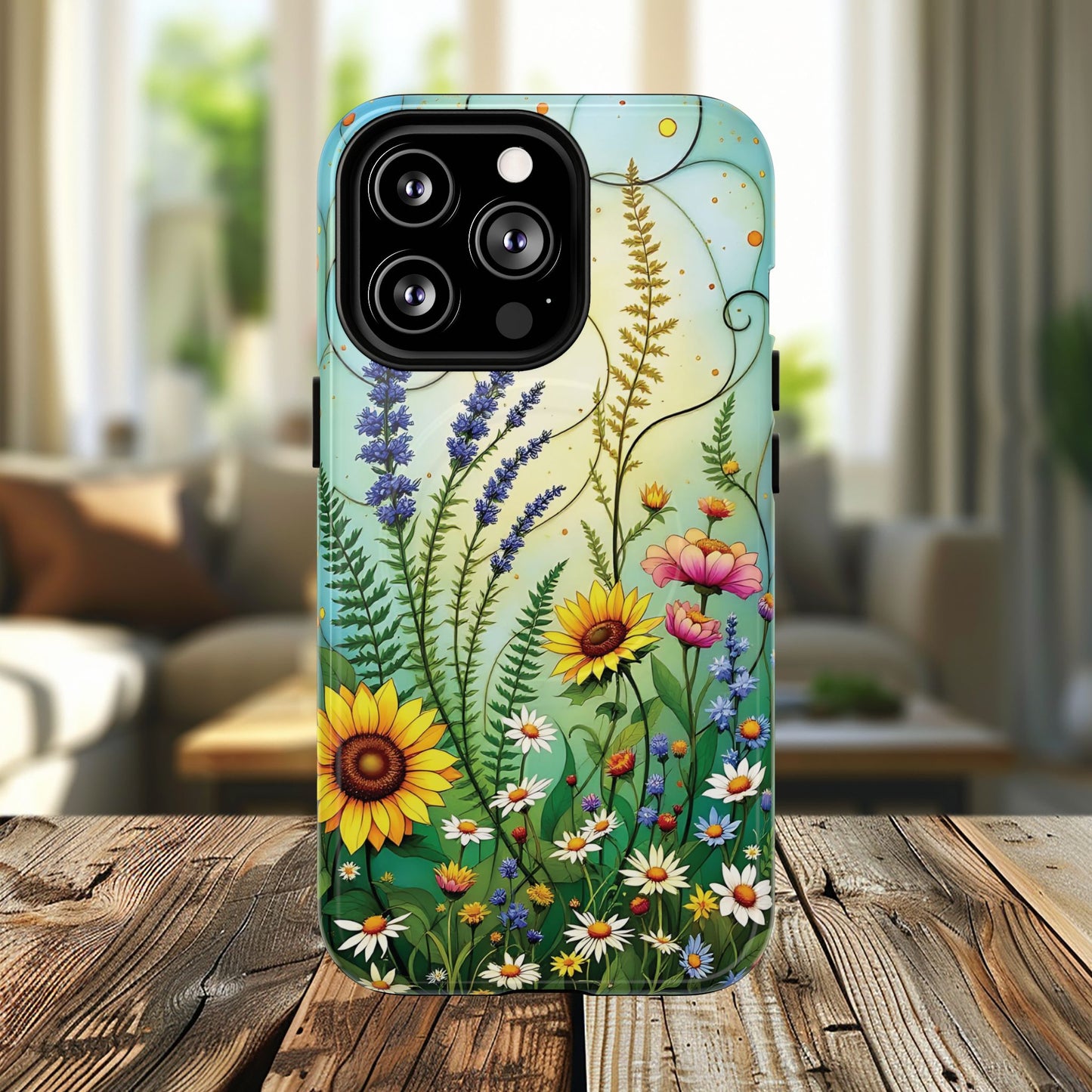 Floral Stained Harmony Glass Tough Magnetic Phone Case | Nature Inspired Design | Durable Protection | Gift for Nature Lovers | Spring Vibe