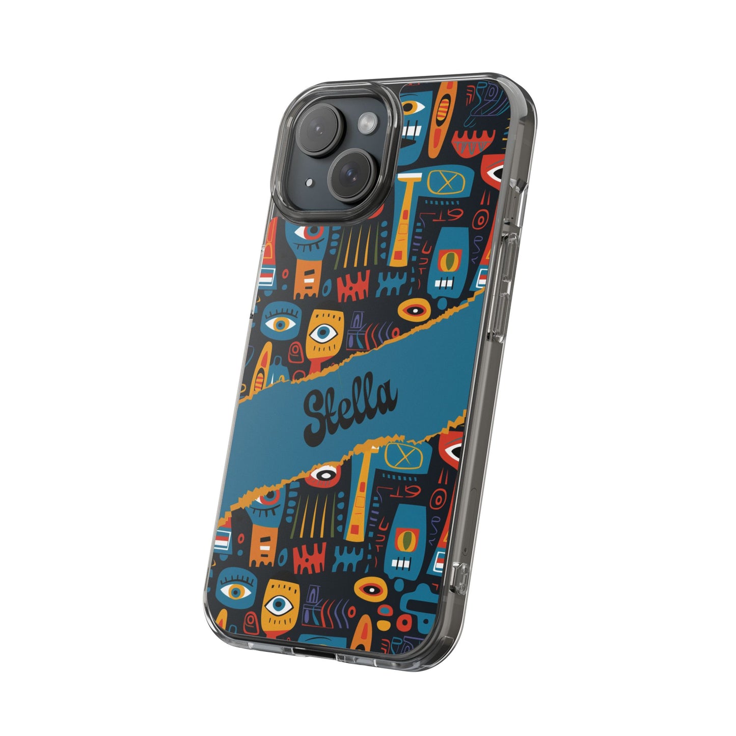 Phone Case — Colorful Abstract Faces Clear Impact-Resistant Case