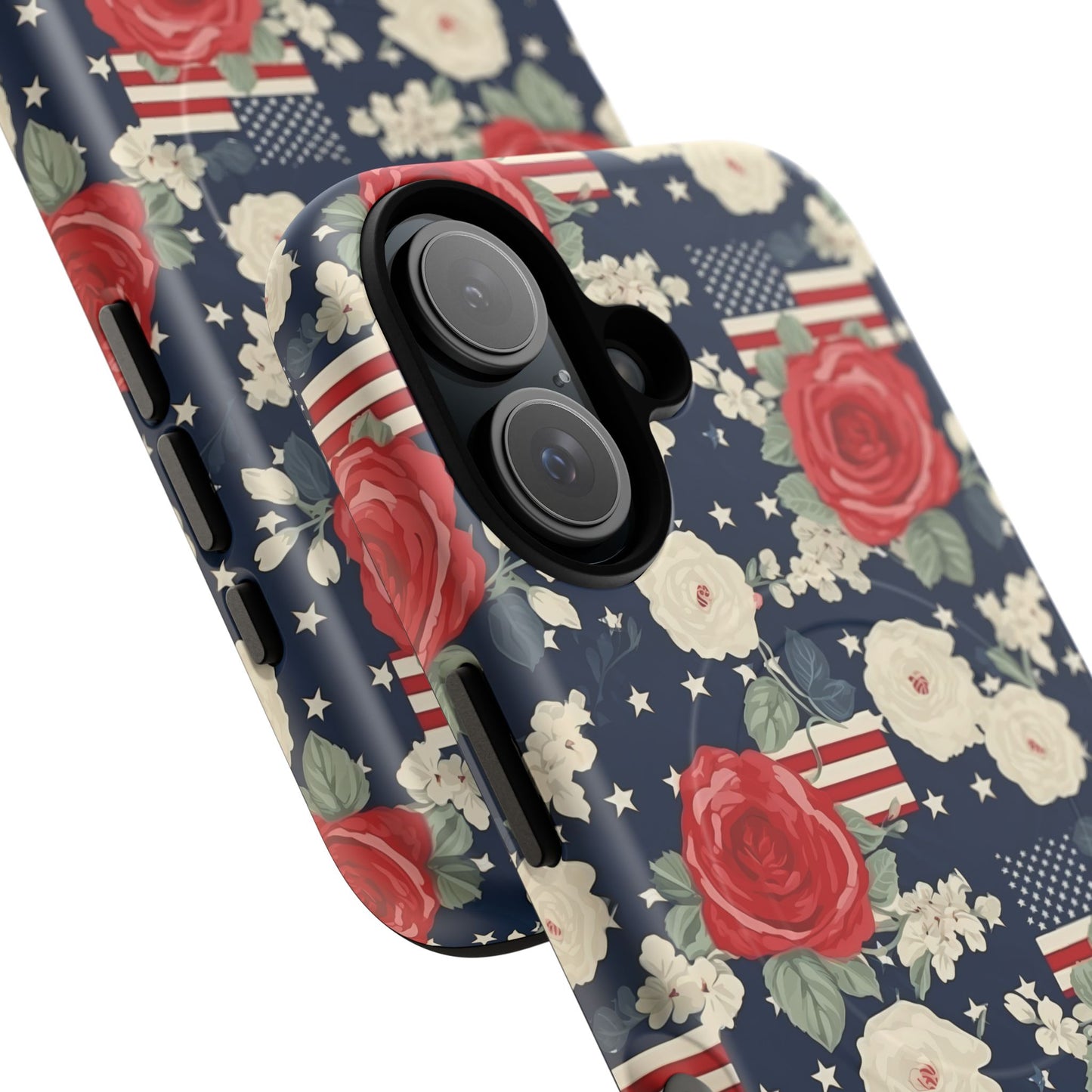 Liberty in Bloom Tough iPhone Magnetic Case, Floral Design, Gift for Moms, Gift for Dads,  iPhone Accessories, Patriotic iPhone Accessory.