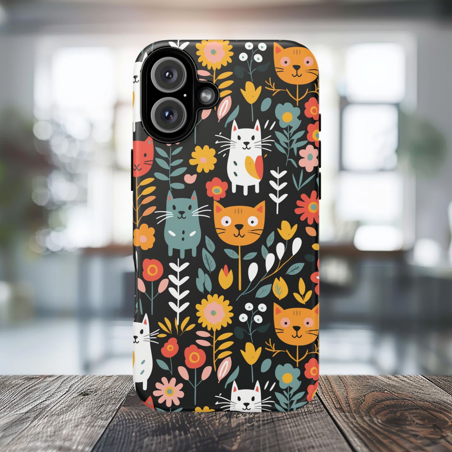 Whimsical Feline Garden iPhone, Samsung or Google Pixel Tough Cases