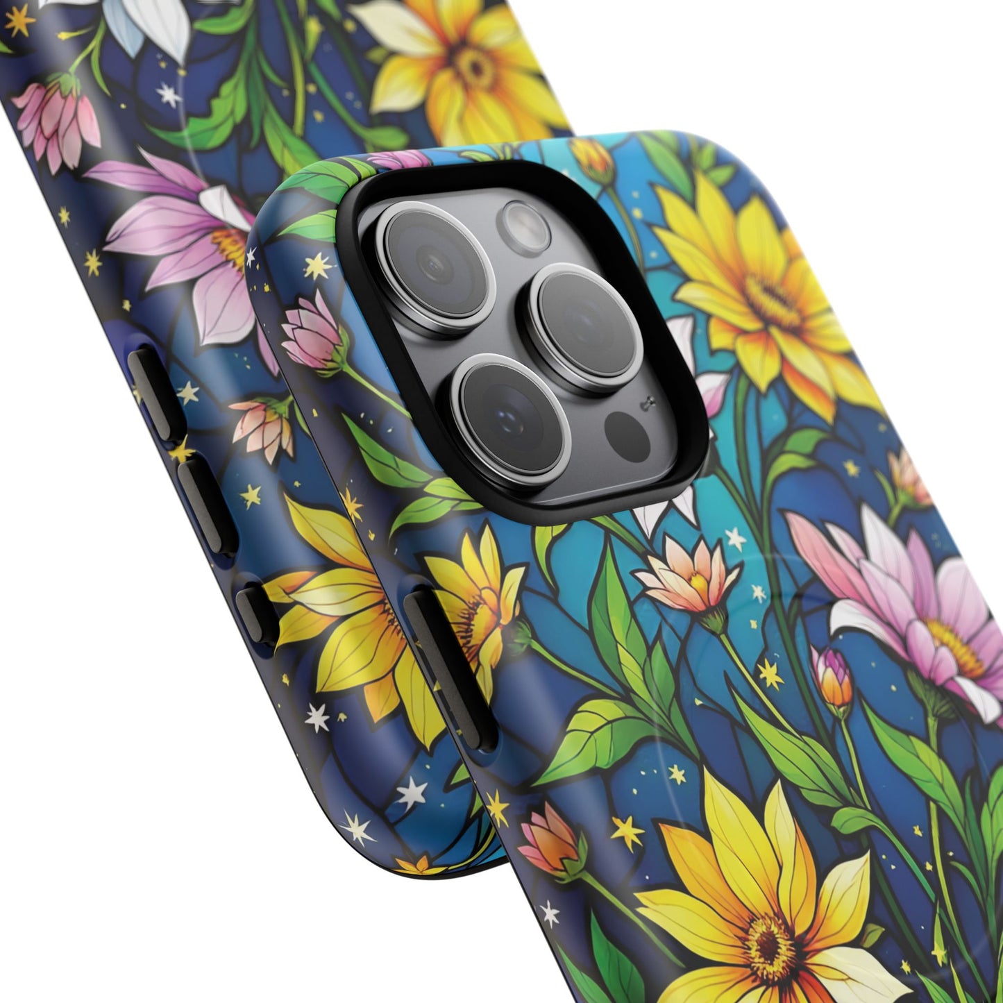 Flower Garden Stained Glass Phone Case, Tough Magnetic Cases, Floral Phone Cover, Durable Phone Accessories, Spring Gift, Birthday Present