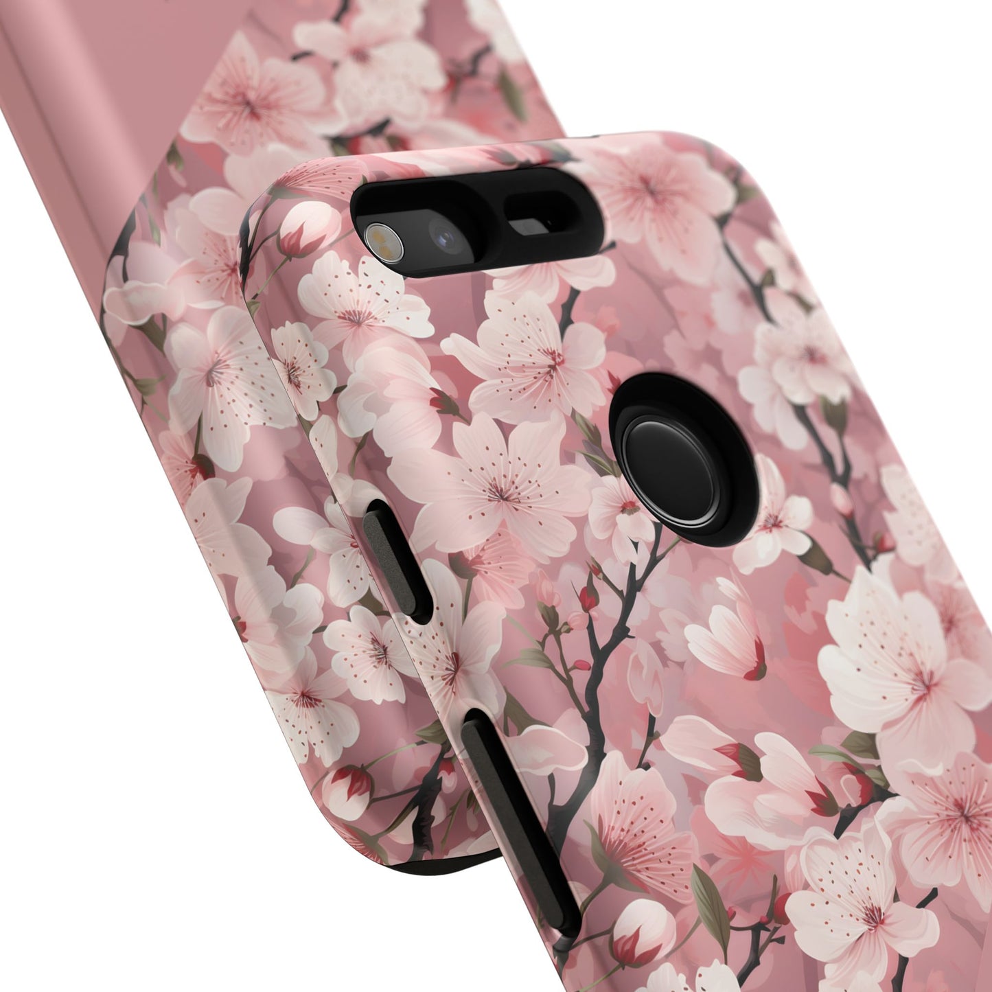 Personalized Cherry Blossom Tough Phone Case — Pink Floral Protective Case for Samsung & Google