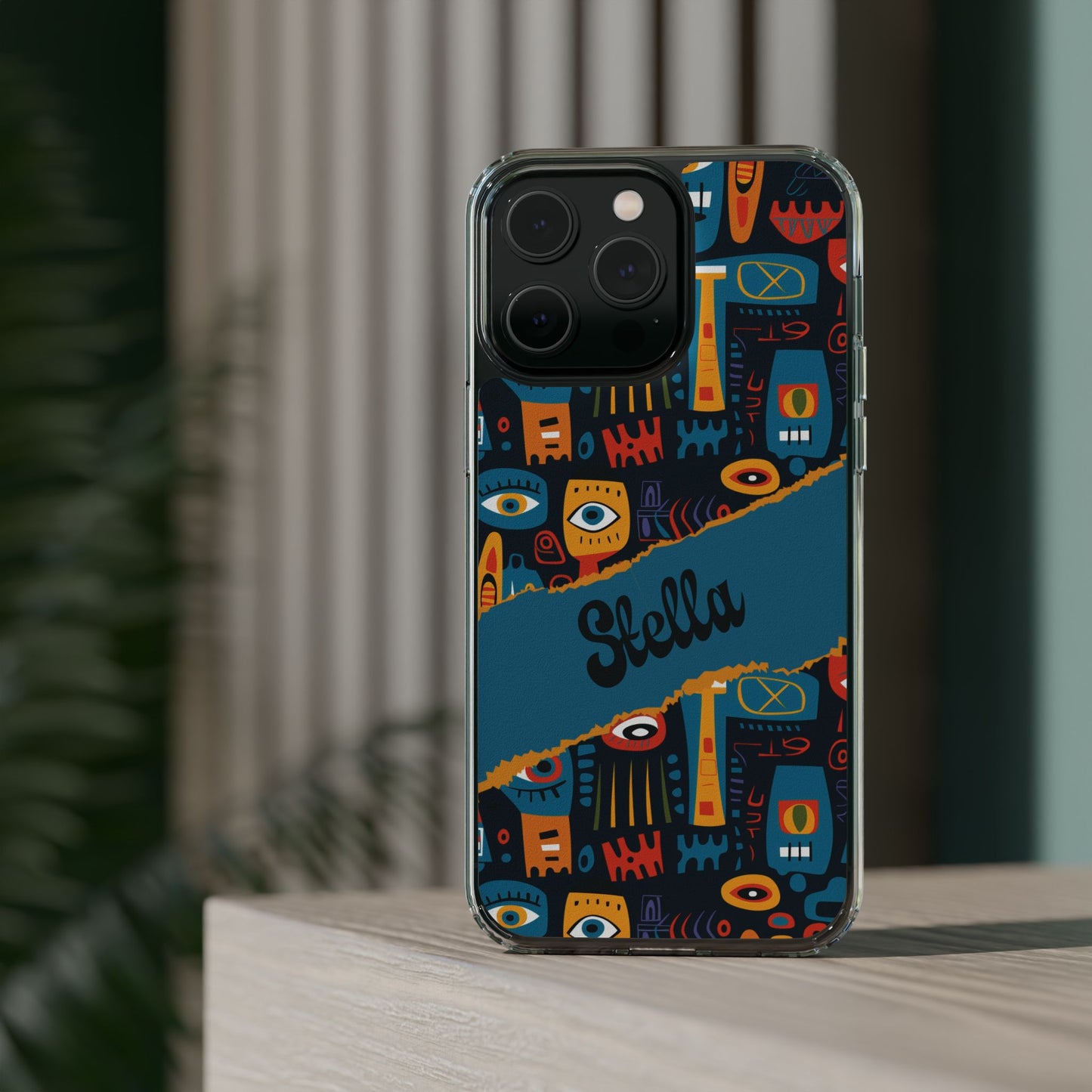 Phone Case — Colorful Abstract Faces Clear Impact-Resistant Case