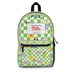 Personalized Green SchoolYard Chic Composition Book Inspired Backpack for Students, Fun School Bag, Back to School Essentials, Notebook Print Backpack, College Student Gift