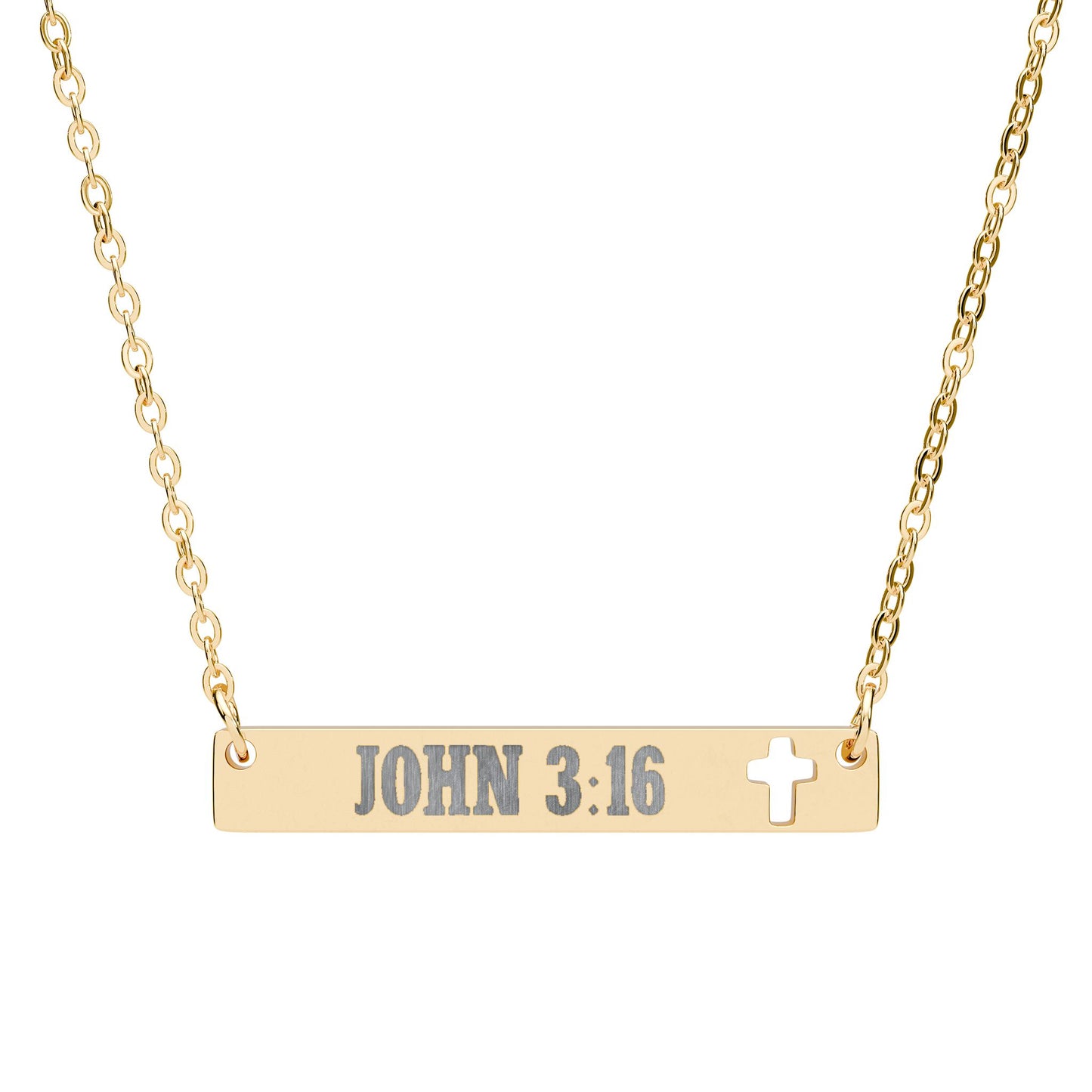 Personalized Custom Text Cutout Cross Bar Necklace — Engraved Christian Pendant