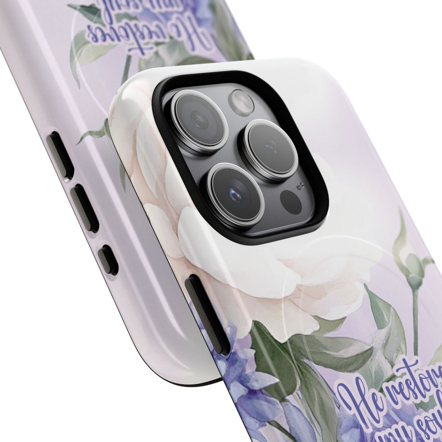 He Restores My Soul Tough iPhone Magnetic Cases, Christian Gift, MagSafe® iPhone® Tough Case, iPhone 13, 14, iPhone 15, iPhone 16, 17, Pro, Pro Max, Plus