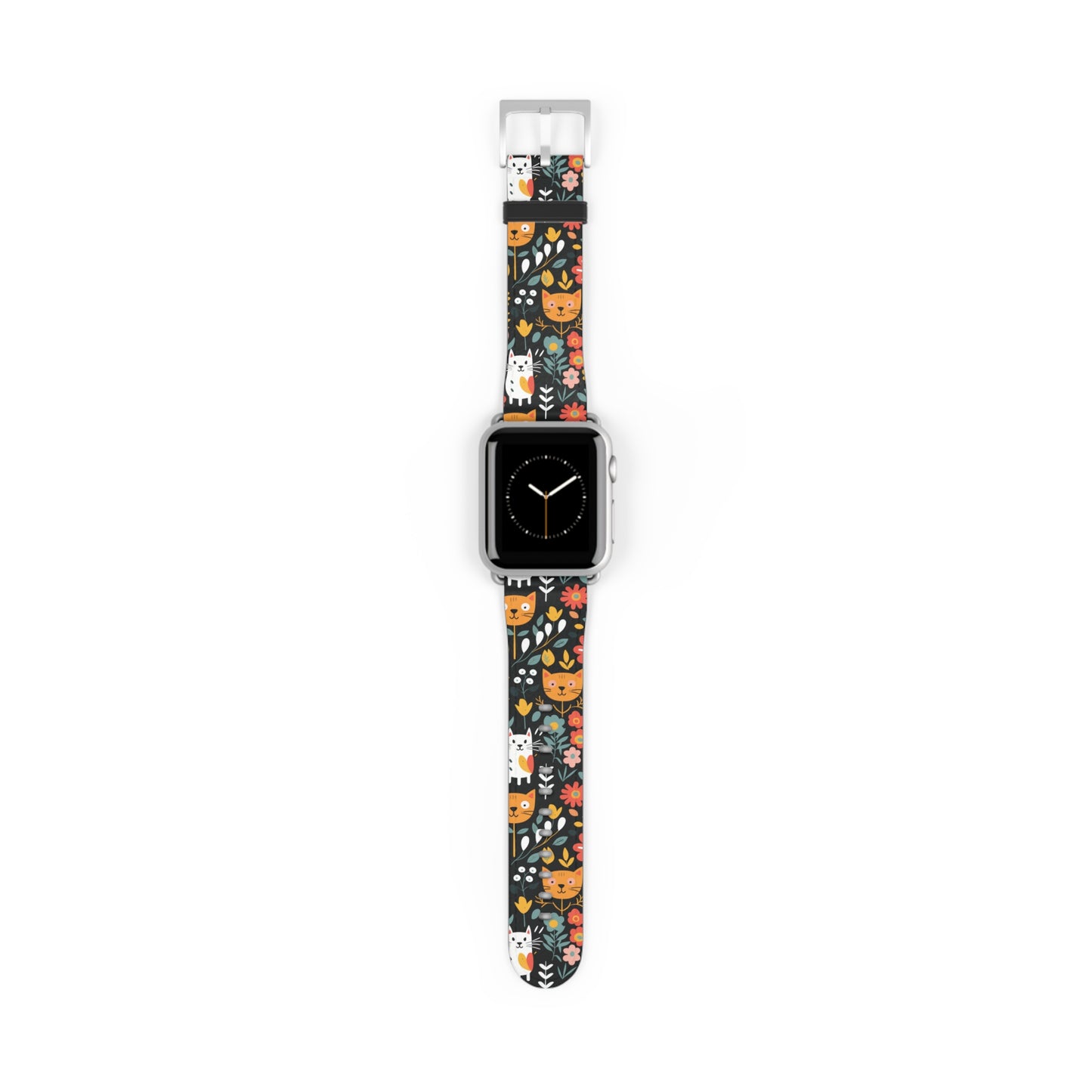 Whimsical Feline Garden Watch Band for Pet and Floral Lovers,