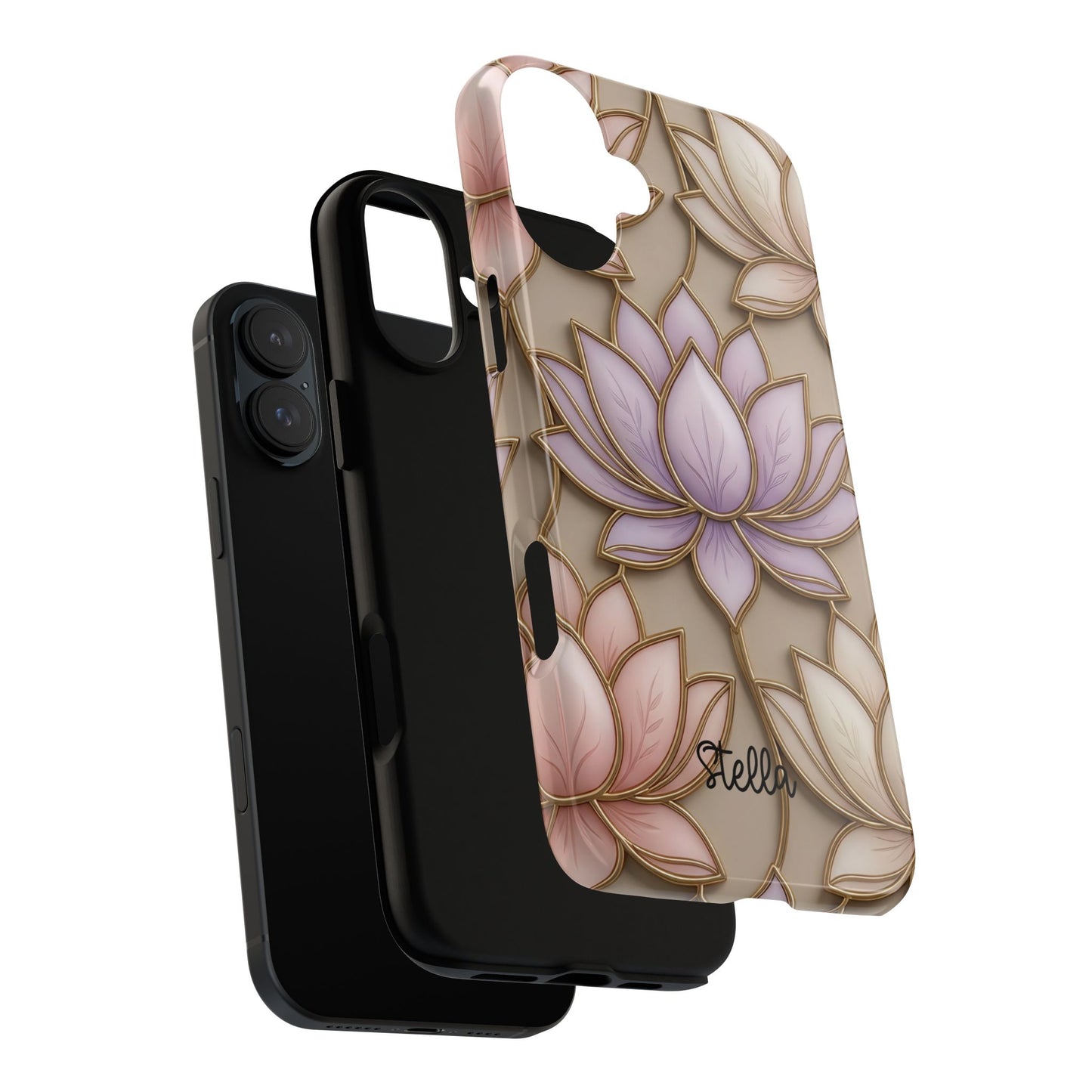 Personalized Lotus Floral Stained Glass Effect Tough Phone Case