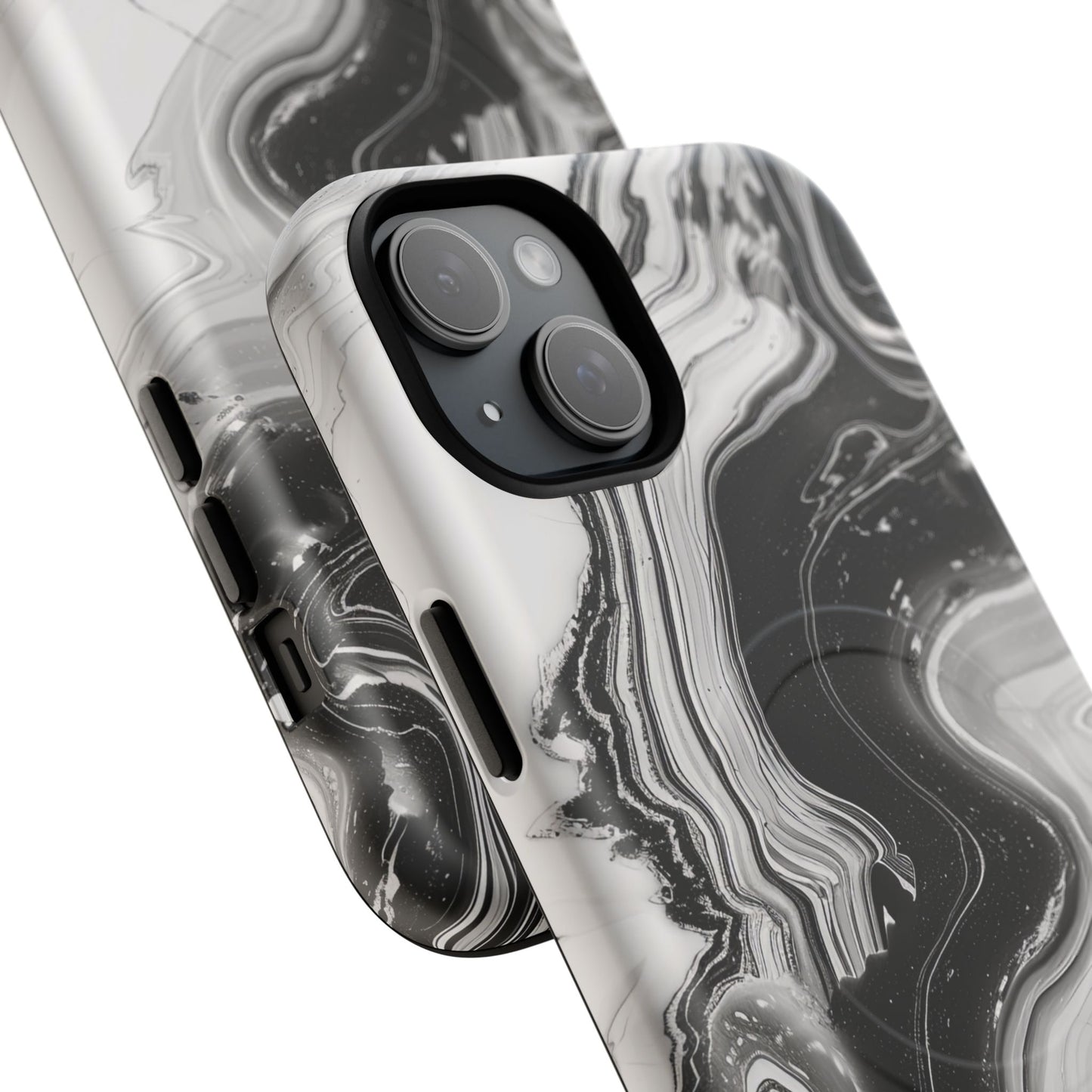 Black Marble Magnetic iPhone Case for Tough Protection, Stylish iPhone Mobile Accessory, Fashionable Gift, Unique Marble iPhone Design, Durable Smartphone Cover