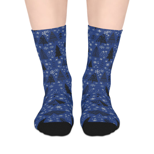 Winter Wonderland Navy Mid-Length Socks