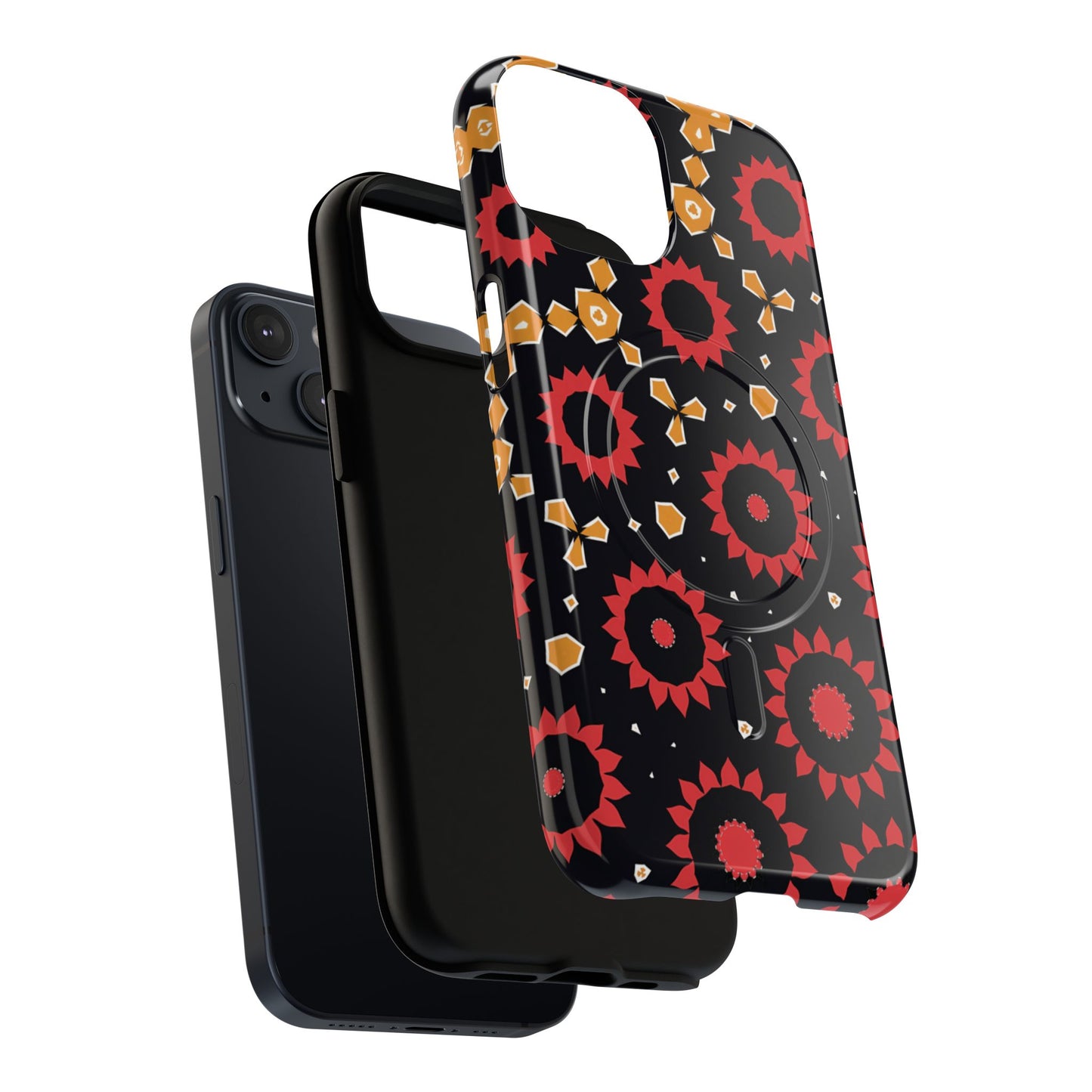 Midnight Ember Bloom Tough Magnetic iPhone Case, Bohemian Floral Design, Stylish iPhone Protection, Gift for Her, Trendy iPhone Accessories