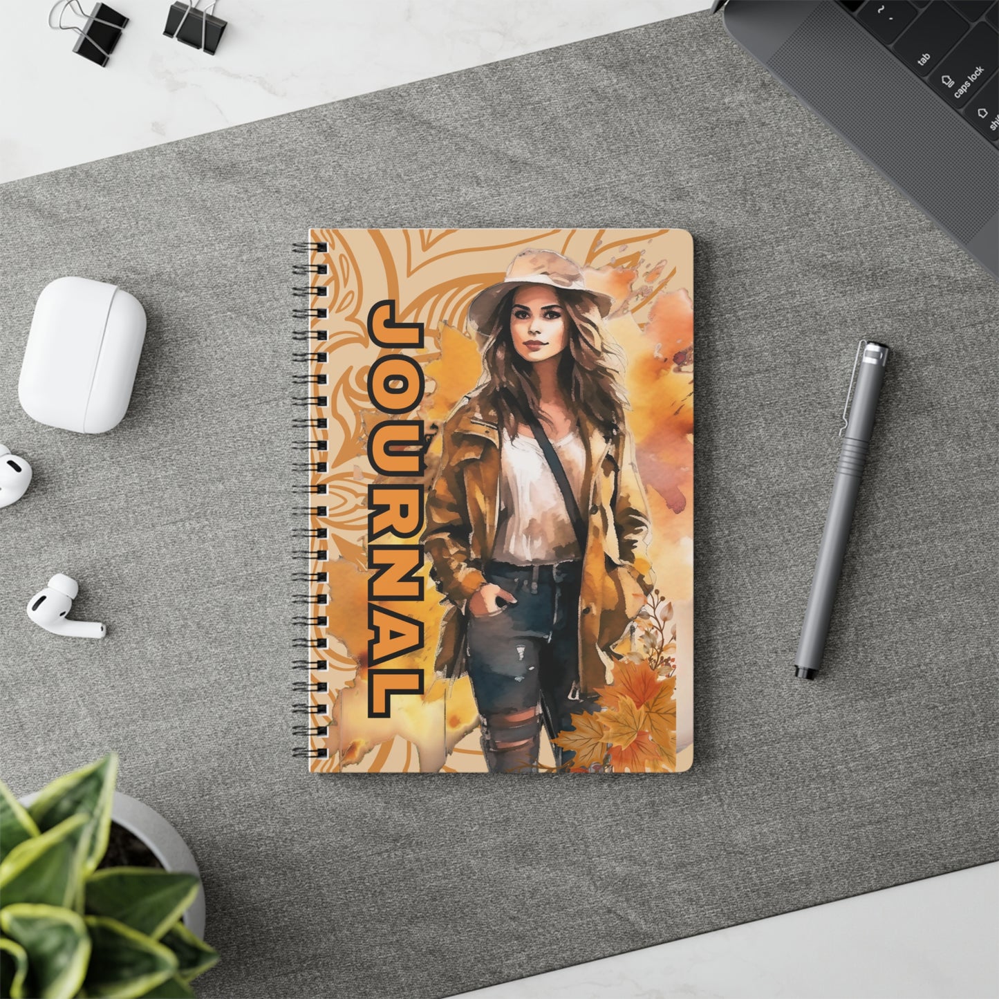 Autumn Vibes Wirobound Notebook, Fall Journal, Gratitude Journal, Gift for Writers, A5 Notepad, Seasonal Planner