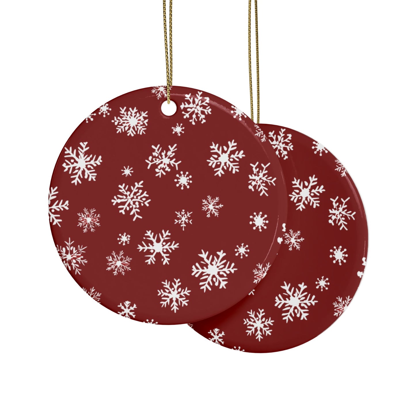 Red Snowflake Elegance Ceramic Ornaments (1pcs, 5pcs, 10pcs, 20pcs)