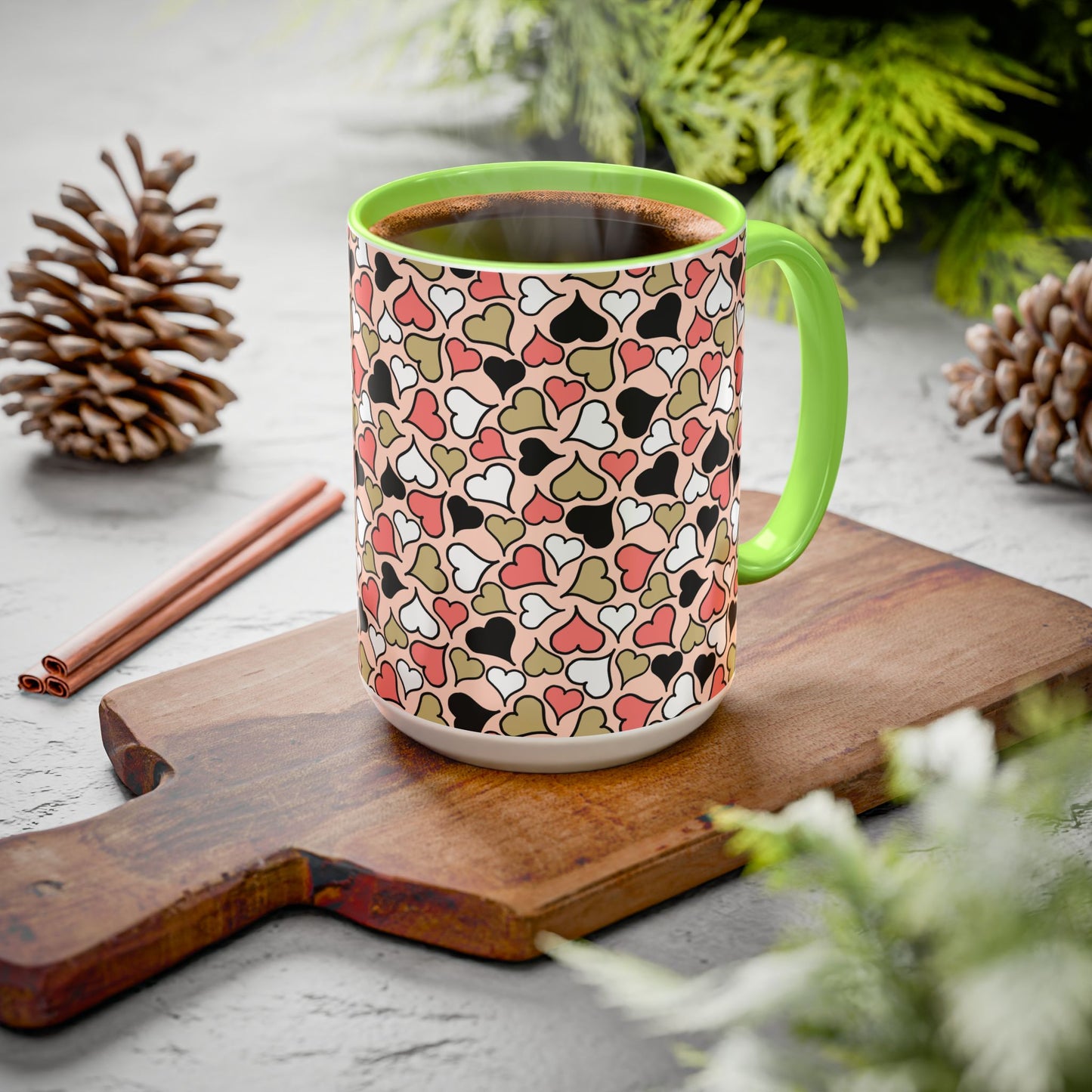 Heart Patterned Coffee Mug - Colorful Love Design, Perfect for Gifts & Celebrations