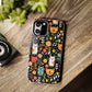 Whimsical Feline Garden iPhone and Samsung Tough Phone Cases,