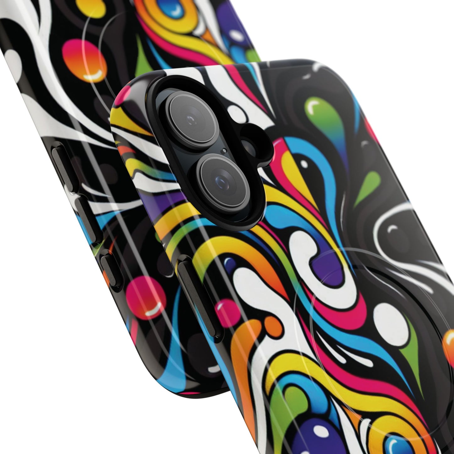 Vibrant Yin Yang Pop Splash Tough Magnetic iPhone Cases, Bold Artwork, Customizable Protection, Gift for Tech Lovers, Colorful iPhone Accessories