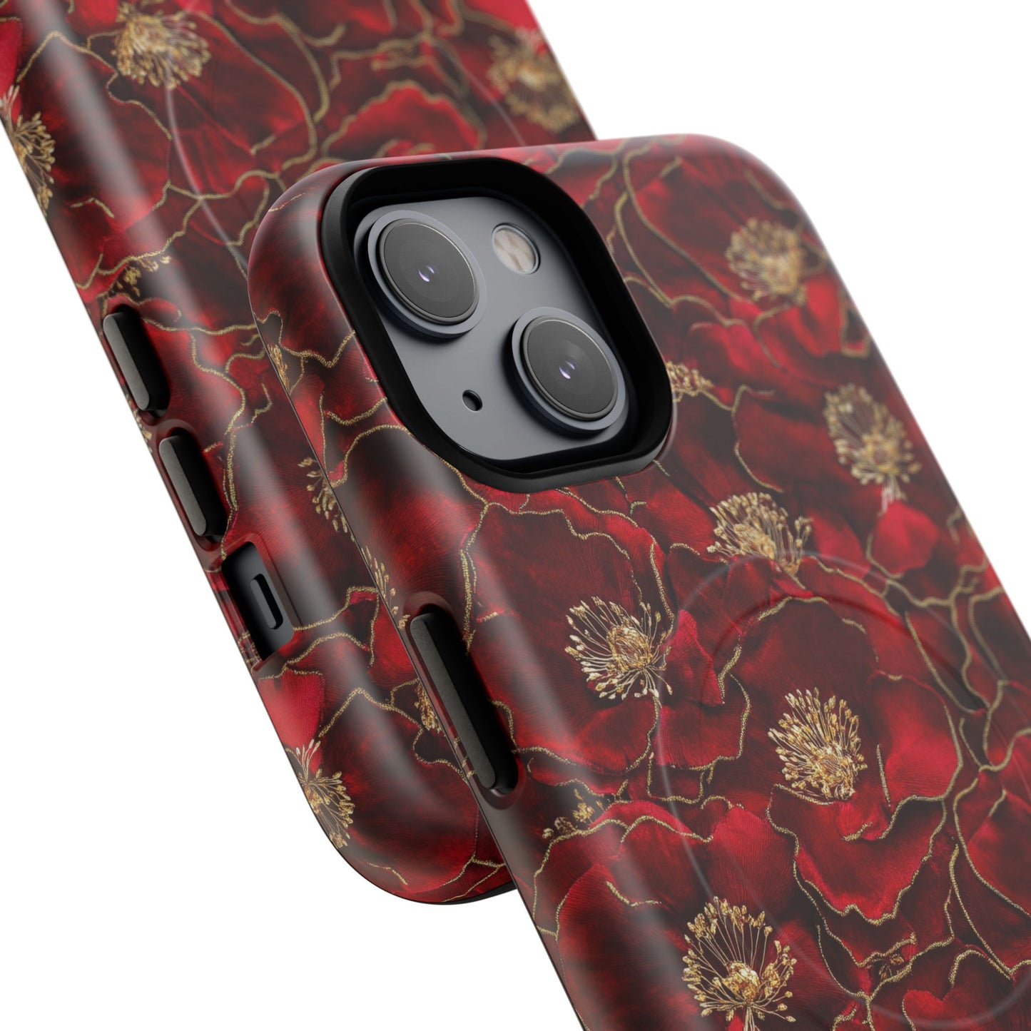 Midnight Poppy Luxe Tough iPhone Magnetic Case, Unique Flower iPhone Cover, Durable Floral Design, Gift for Her, Gift for Mother's.