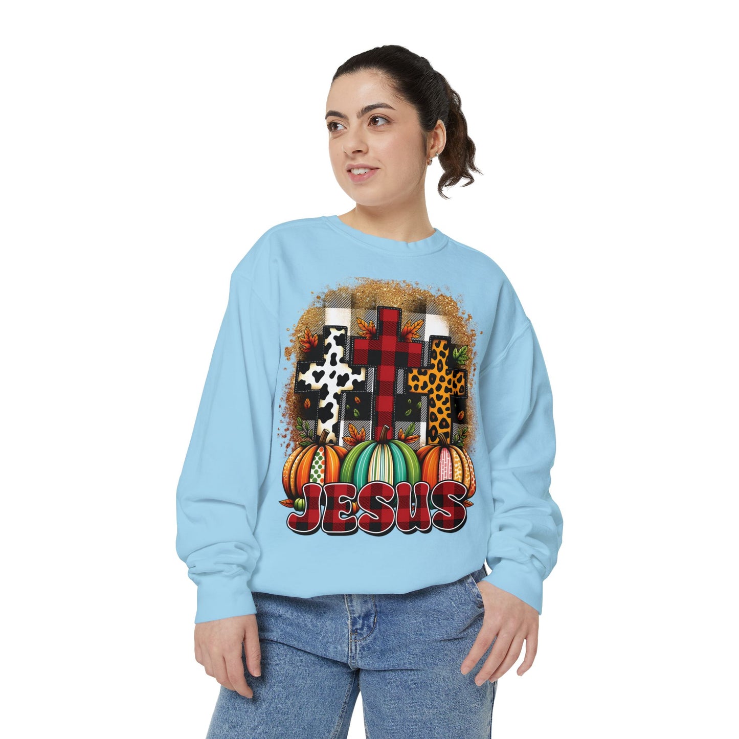 Faithful Harvest Cross Unisex Garment-Dyed Sweatshirt