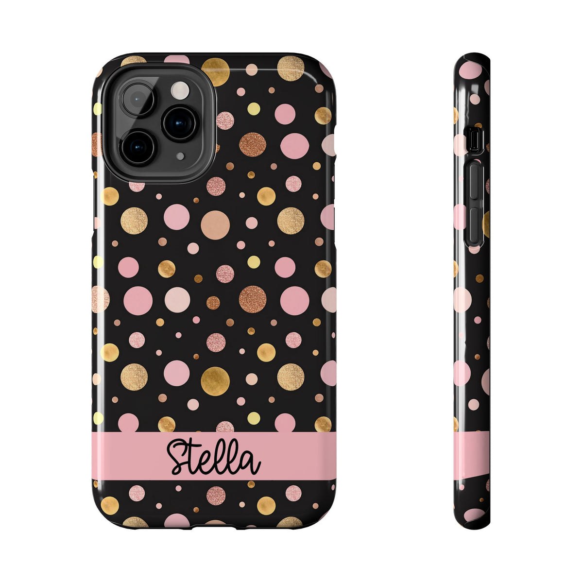 Personalized Gold & Pink Confetti Tough Phone Case — Glitter Dot Protective Phone Cover