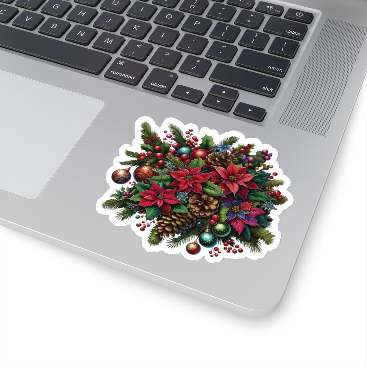 Poinsettia Vinyl Stickers for Indoor Decor - Glossy Finish, 4 Sizes Available, White & Transparent Options