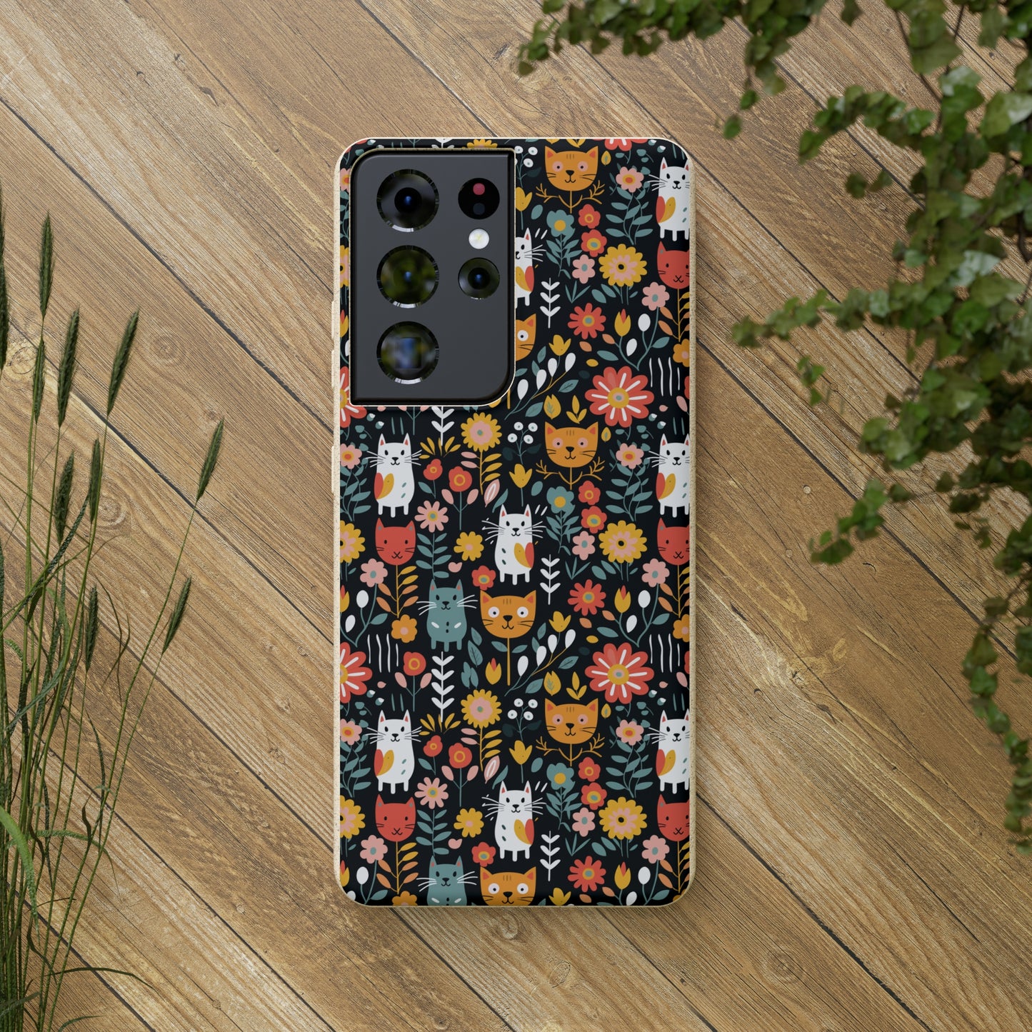 Whimsical Feline Garden Samsung Biodegradable Cases